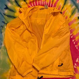 Yellow LLBean rain jacket